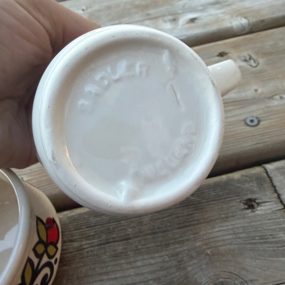 Sadler England Teapot Set  Retro Red Flower Design 1970s Staffordshire Pottery - Picture 5 of 10